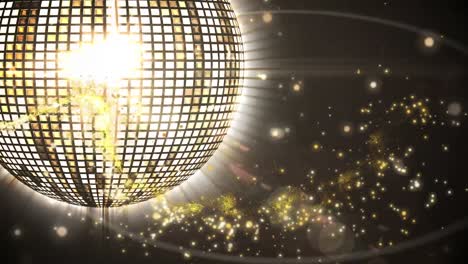 Animation-of-glowing-disco-ball-over-dark-background