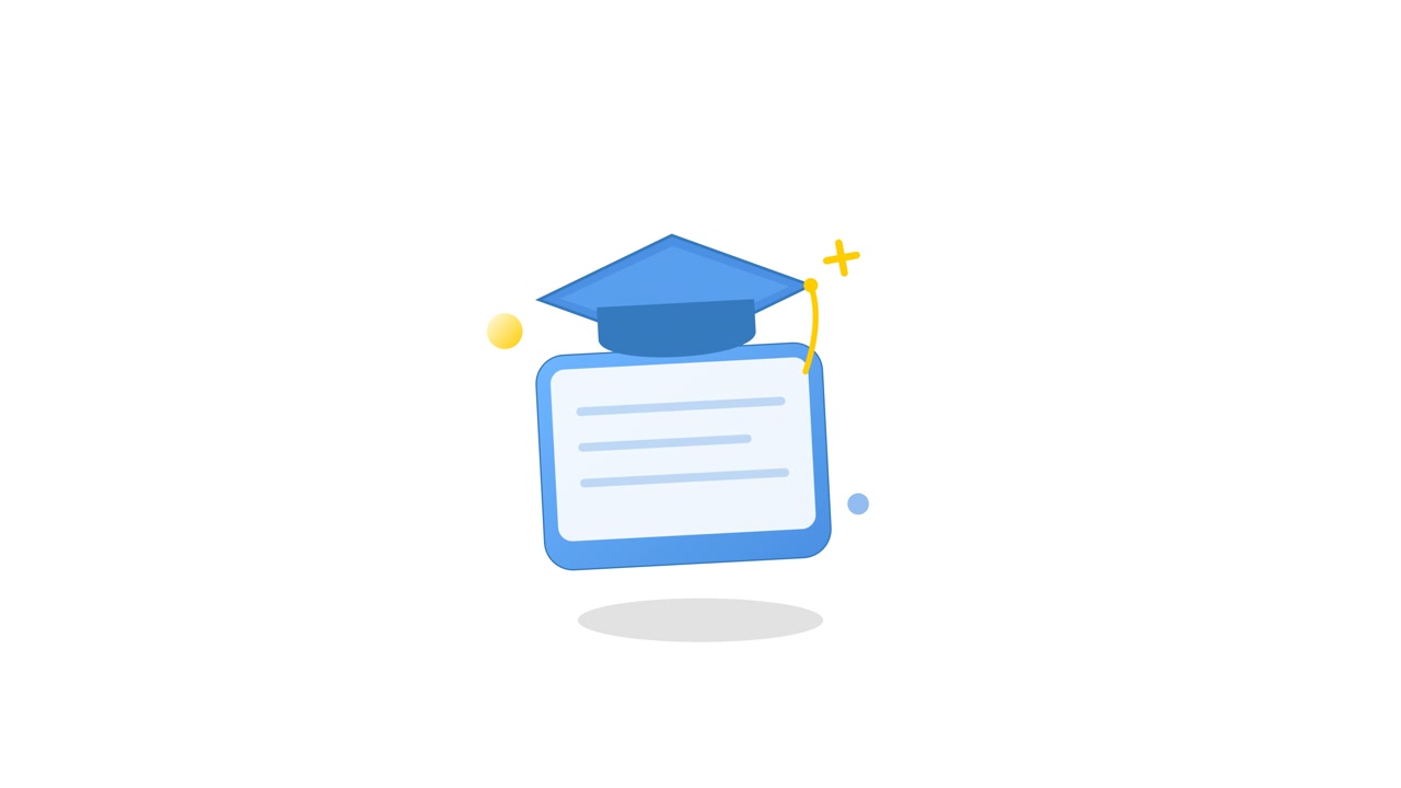 Animated Graduation Cap on a Document Icon