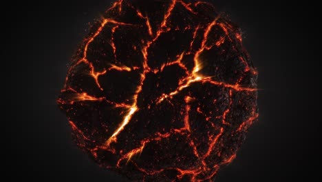 fiery lava ball rotating. 3d abstract. closeup shot