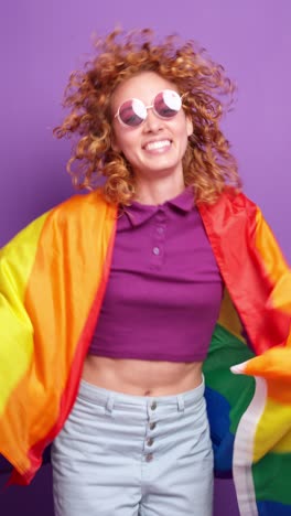 woman with lgbtq pride flag