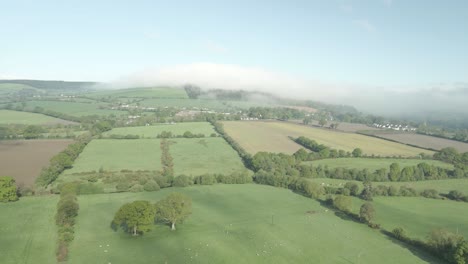 Panorama-Luftaufnahme-Von-Immergrünem-Ackerland-In-Der-Grafschaft-Wexford-In-Irland
