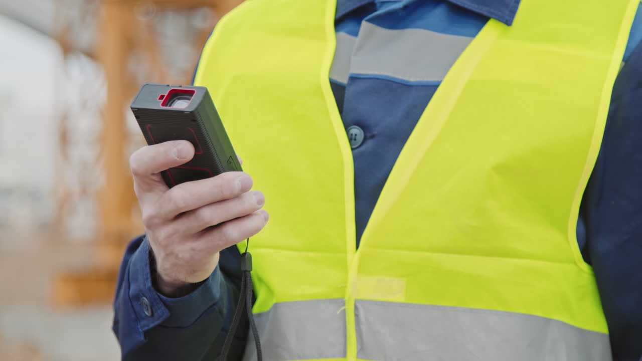 Engineer Using Measuring Device