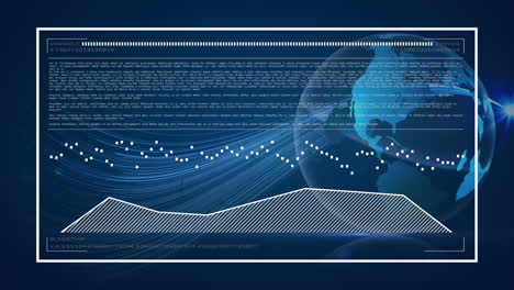 animation of statistics and data processing over globe