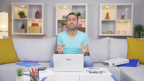 home office worker man having a nervous breakdown.