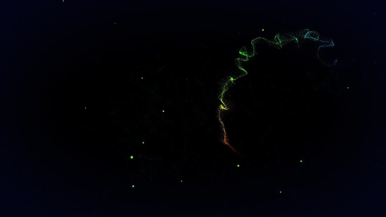 黒い背景の光線の上の光点のアニメーション