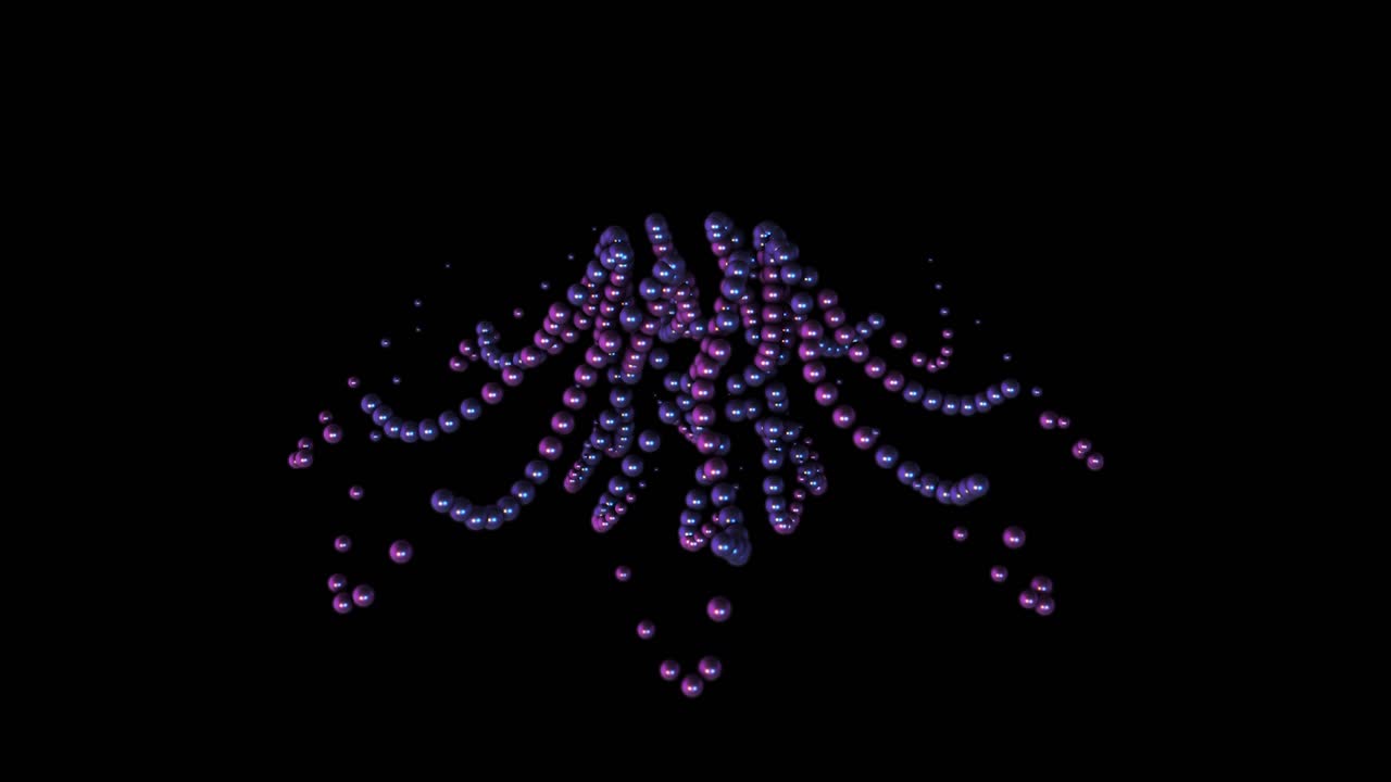 Abstract 3D Geometric Shape with Purple and Blue Spheres