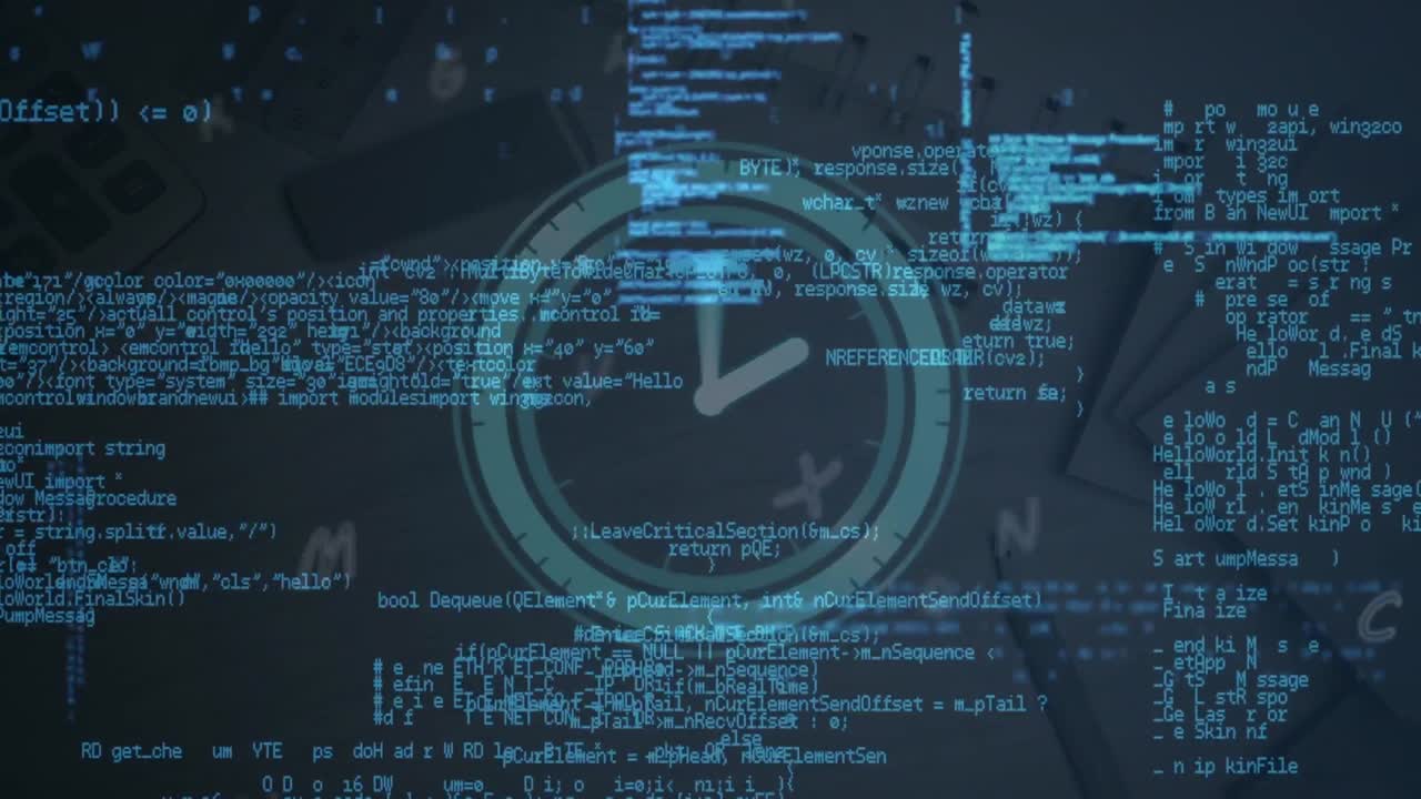 animación del procesamiento de datos sobre el reloj moviéndose rápido