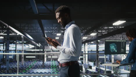 admin on data center industrial platform analyzing infrastructure performance