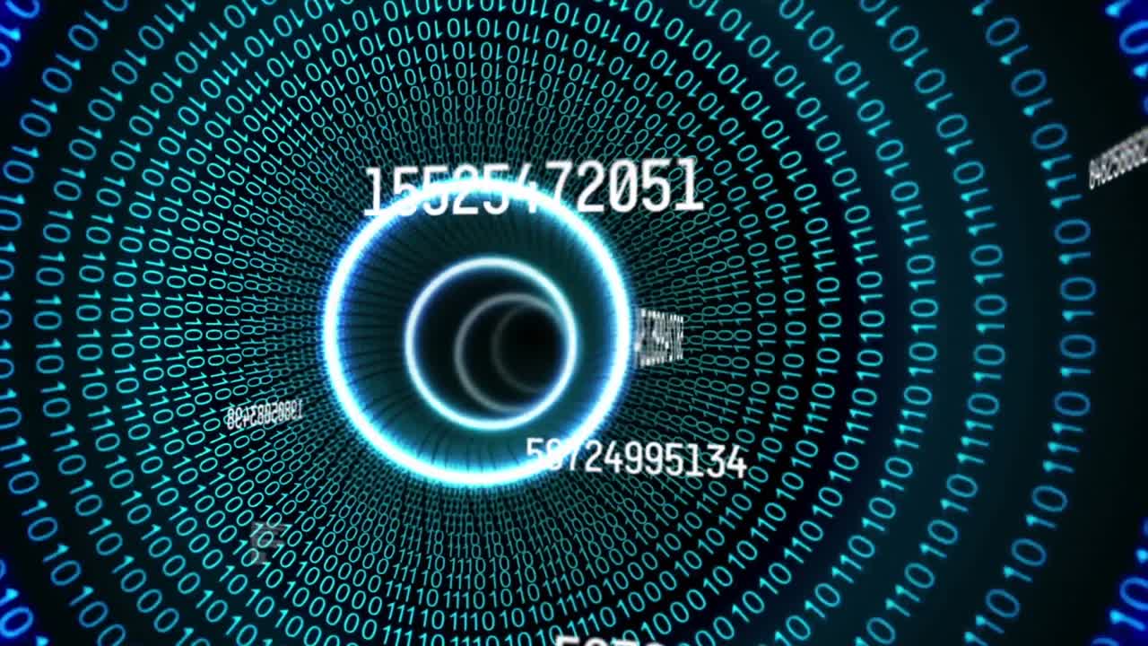 animación de números que cambian y codificación binaria en ciclos