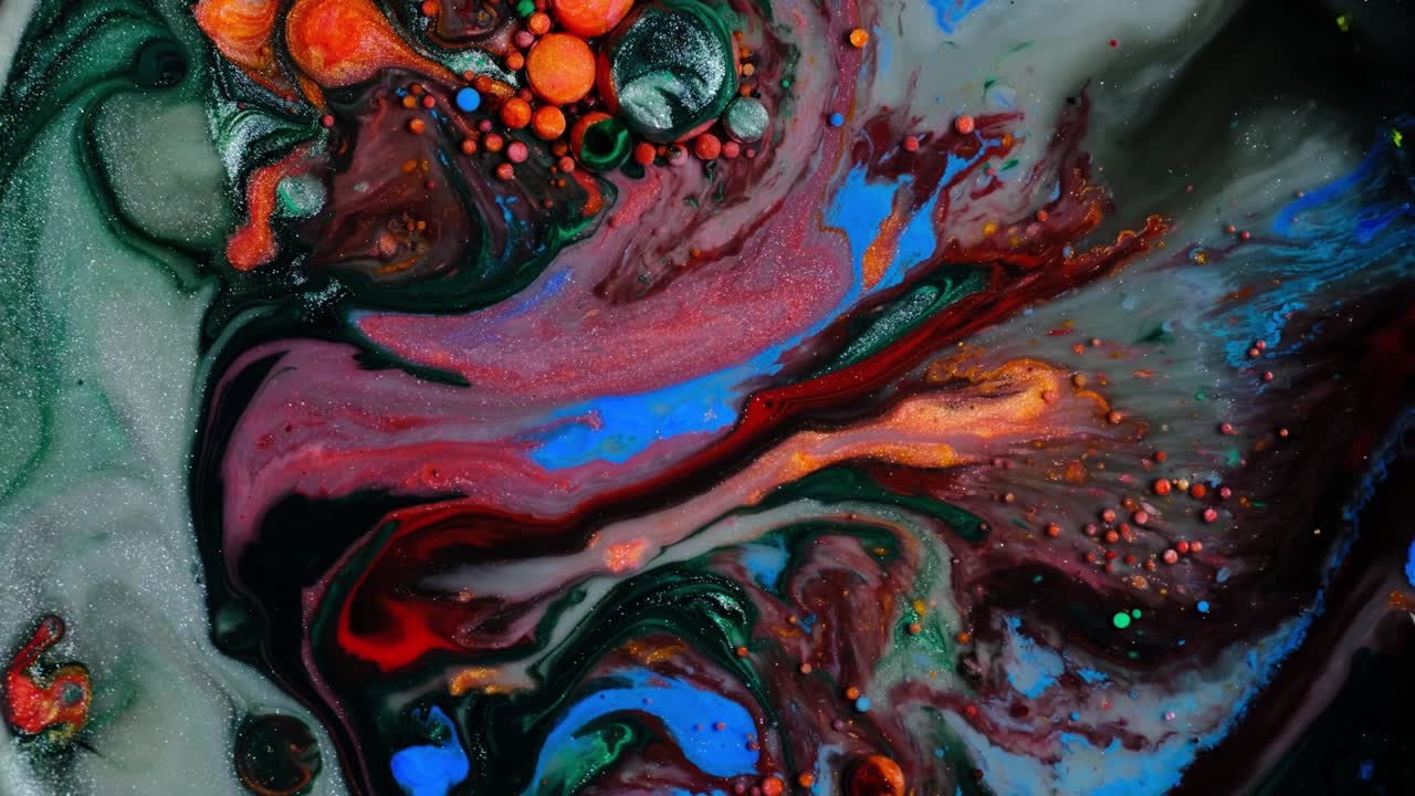 pintura colorida y burbujas fondo abstracto video 4k