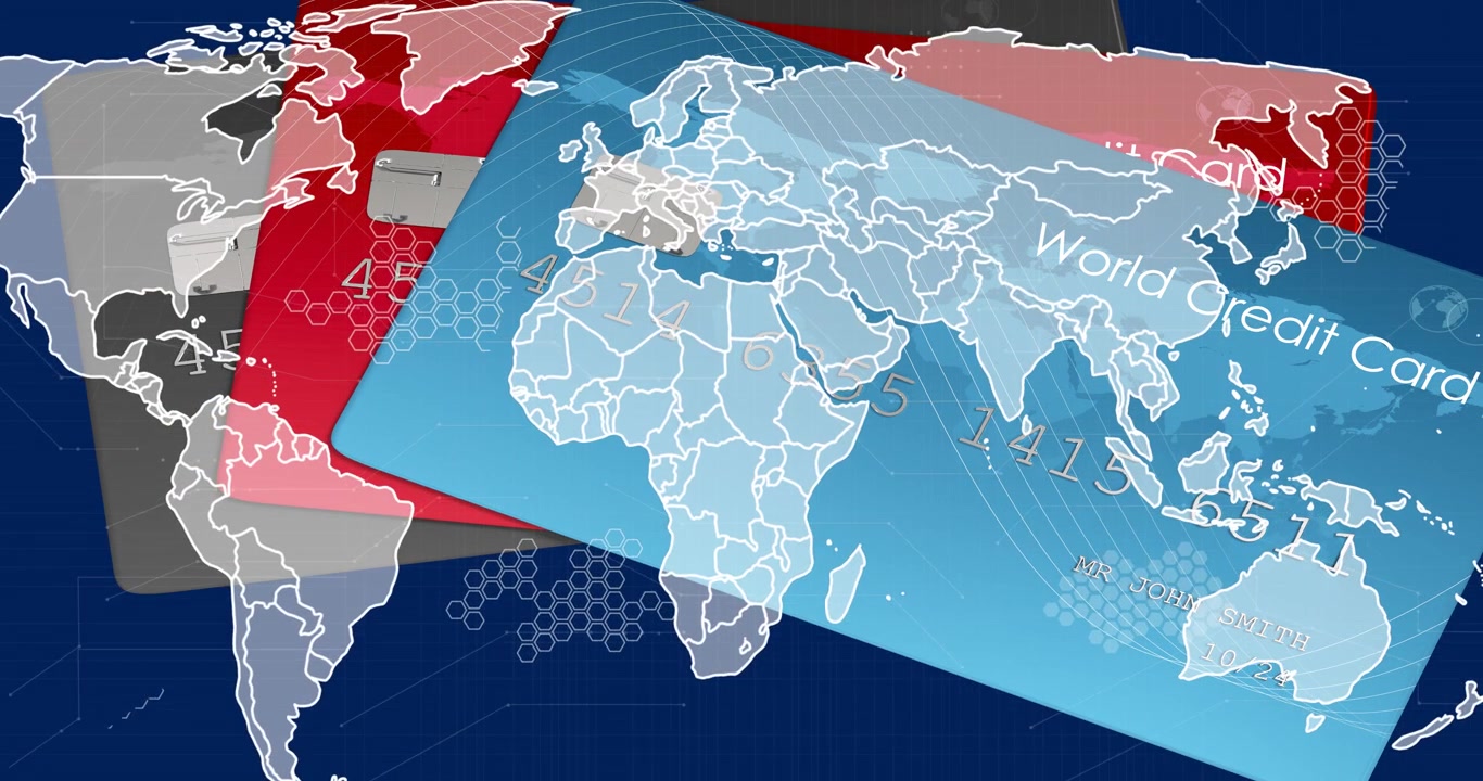 Animation of globe with network of connections and arrows over wind turbine