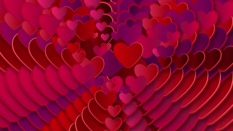 Multiple-hearts-appearing-and-disappearing-on-black-background