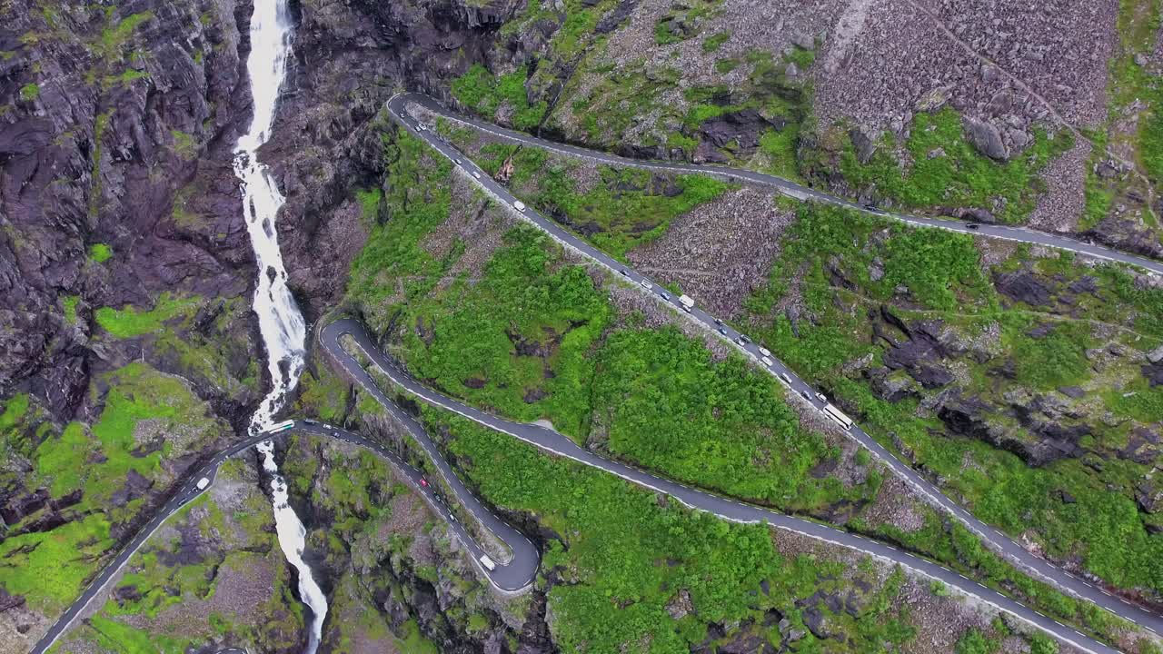 Troll's Path Trollstigen or Trollstigveien winding mountain road.