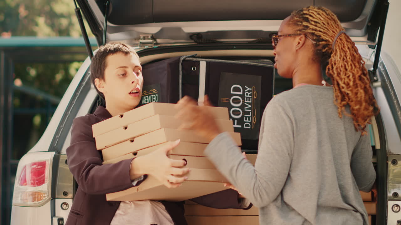 Food delivery with pizza boxes