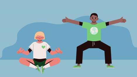 personas que practican yoga y meditación