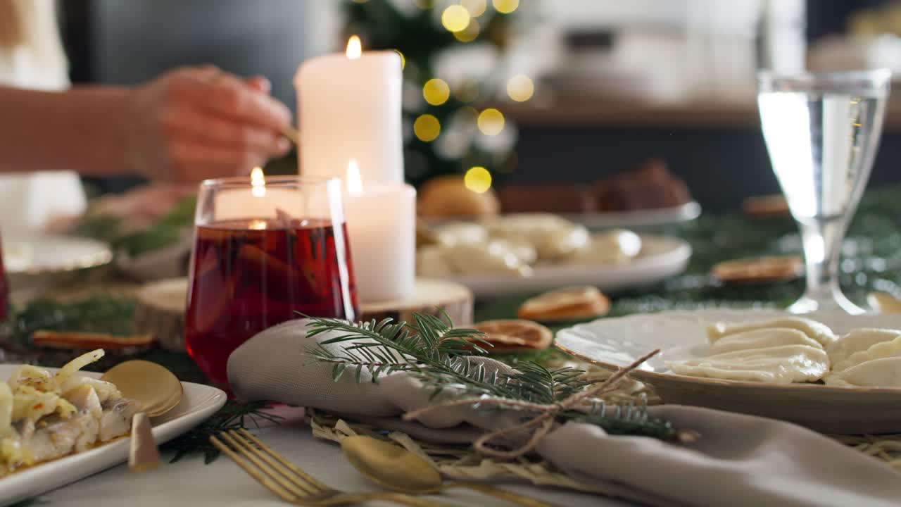 cerrar la familia en la cena de navidad.