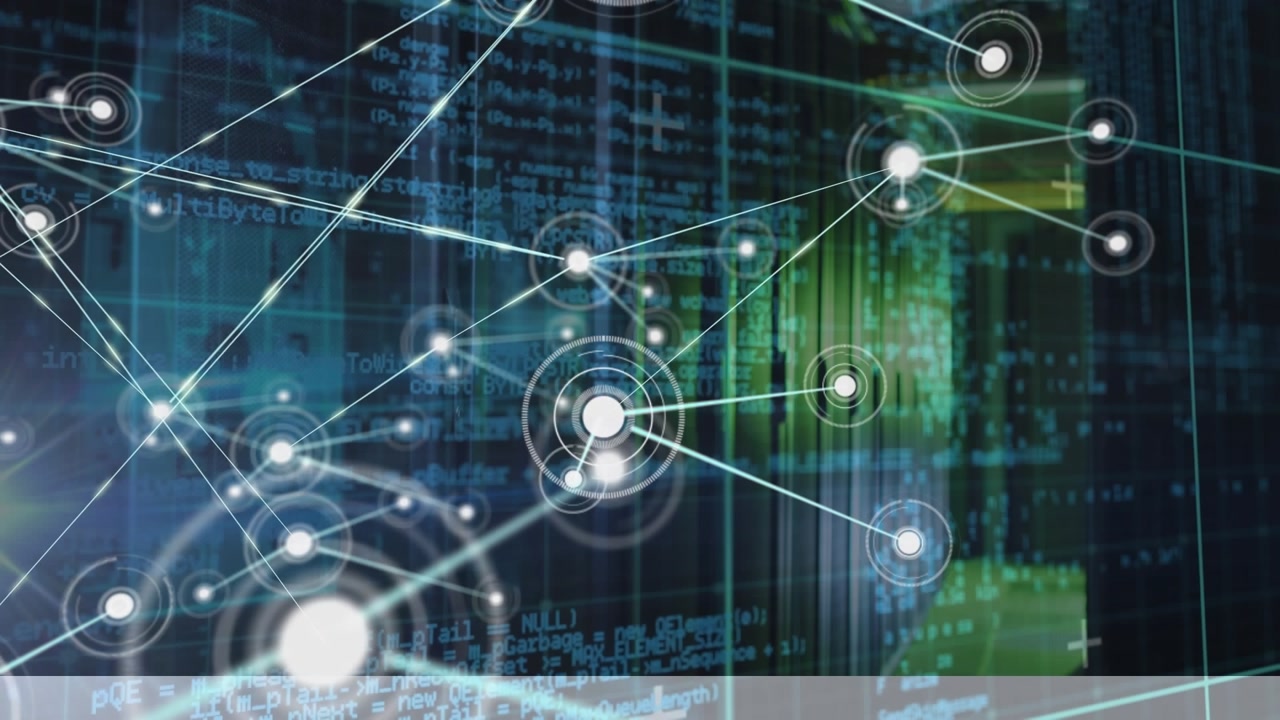Animation of network of connections over server room