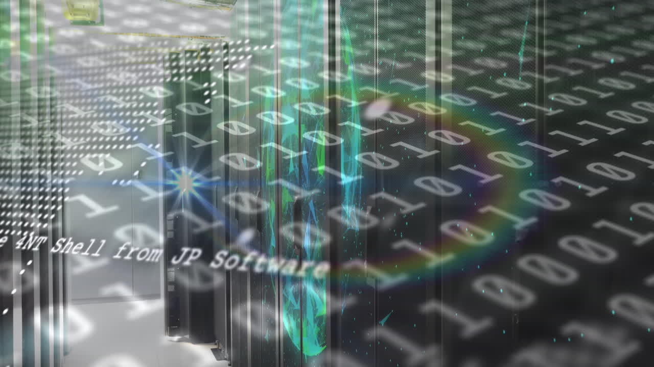 Animation of binary coding over computer servers