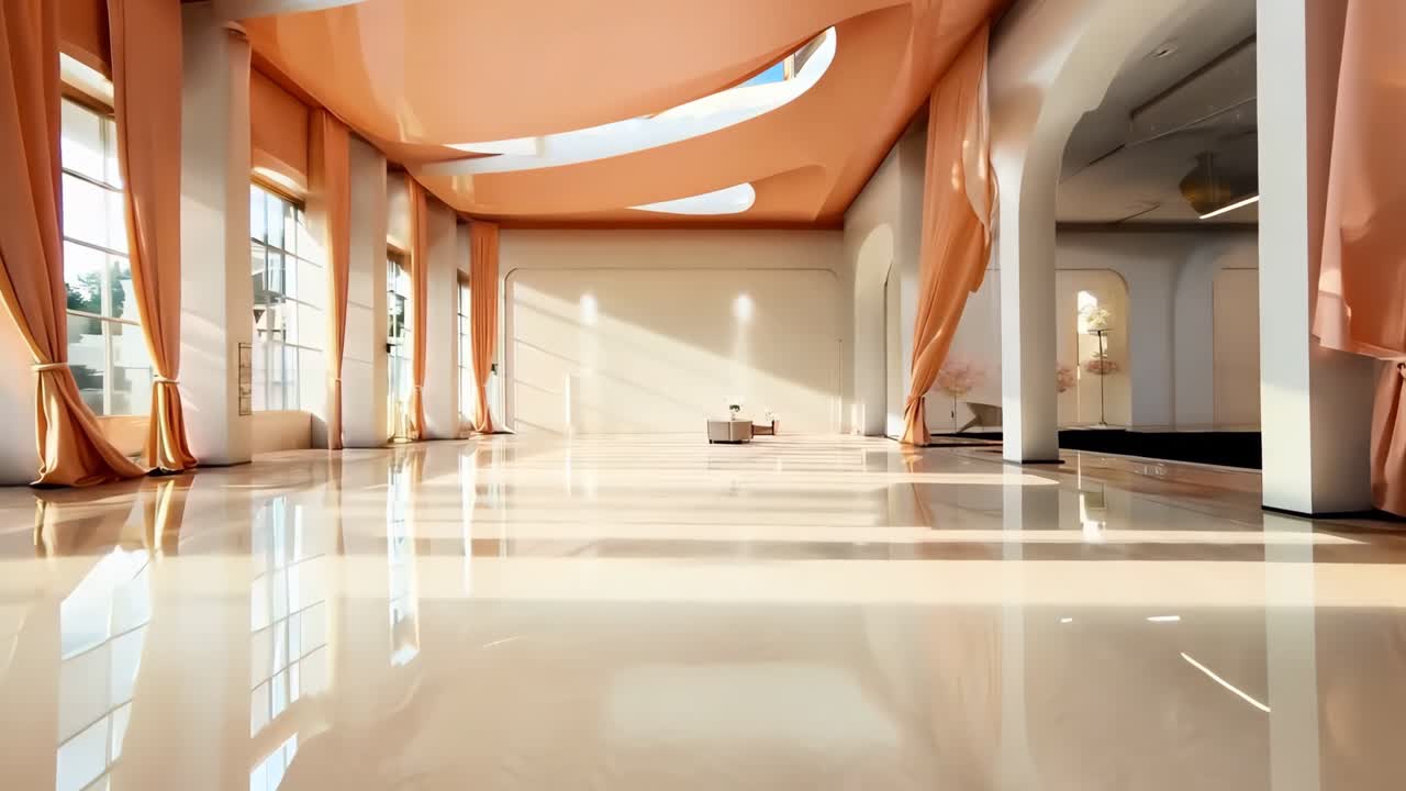 창문과  바닥이 많은 큰 방