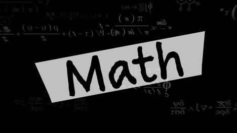 animation of mathematical equations and math text on black background