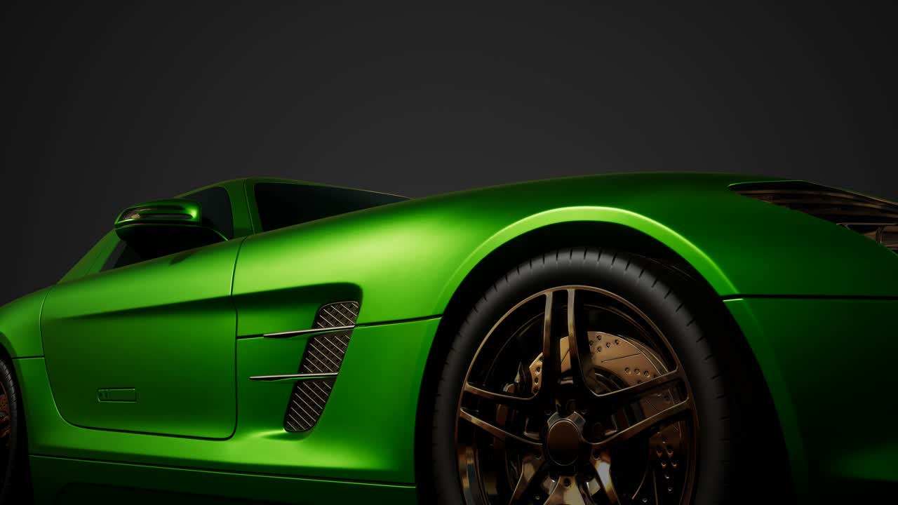 밝은 조명을 가진 어두운 스튜디오에서 럭셔리 스포츠 자동차