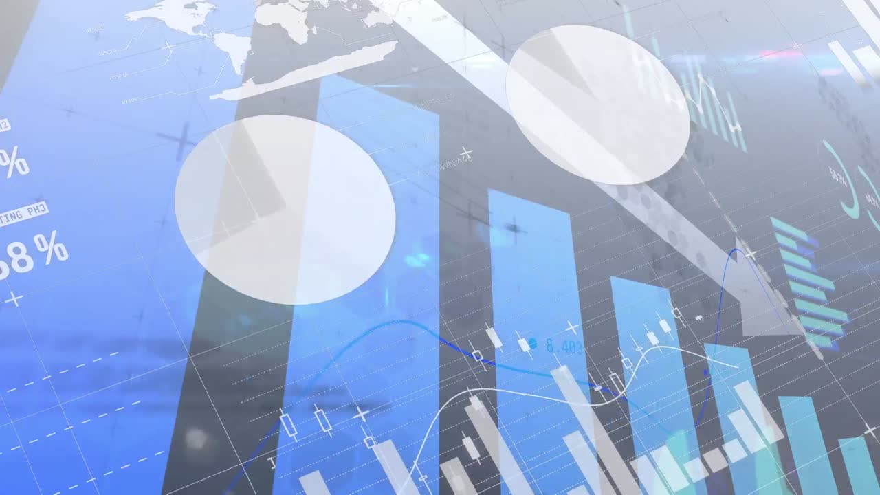 검은색 배경에 있는 금융 데이터 처리 애니메이션