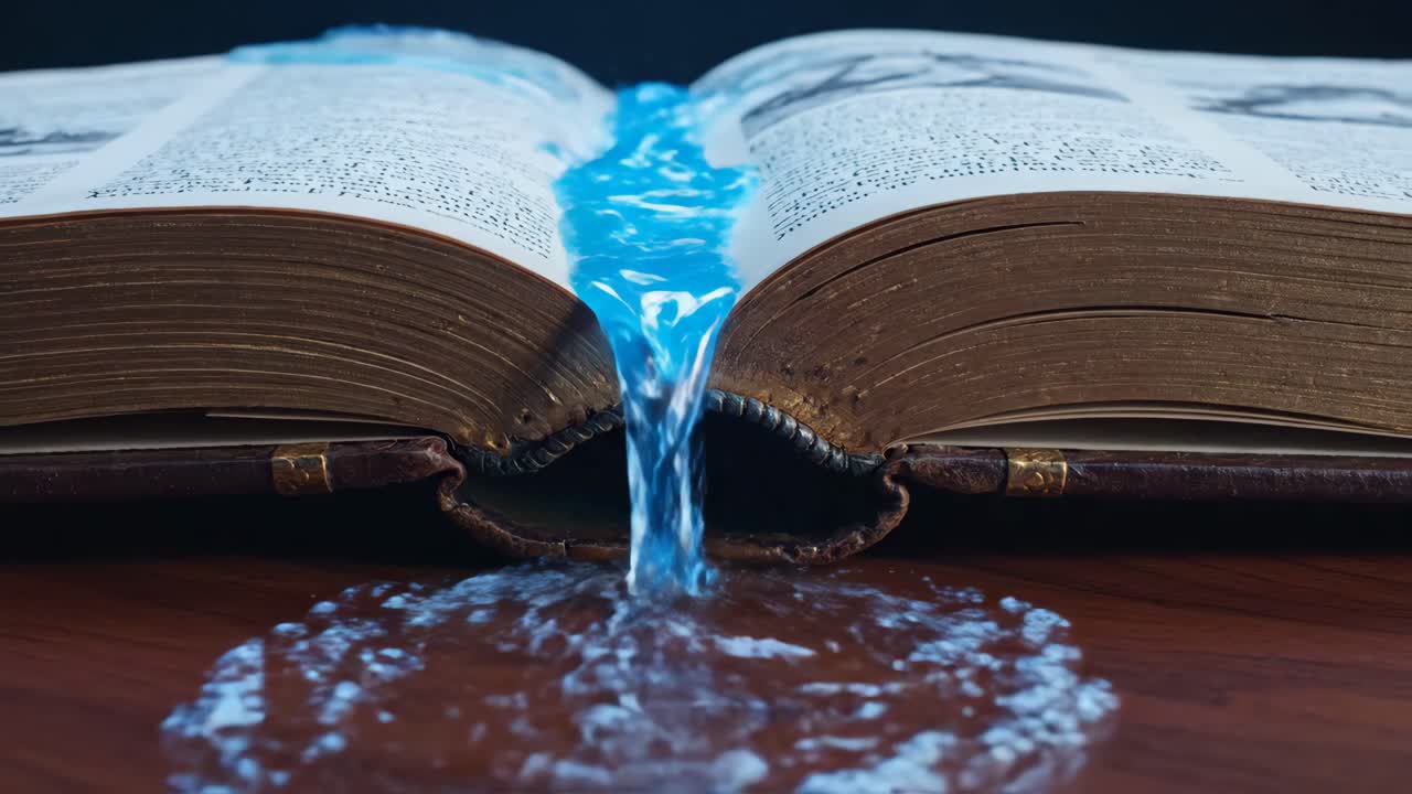 Acqua che scorre da un libro aperto