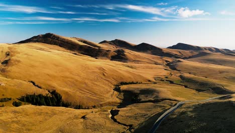 drone-fly-above-relaxing-footage-of-prahova-valley-mountains-Romania-aerial-landscape