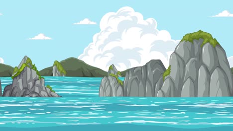 animated coastal landscape with cliffs and ocean