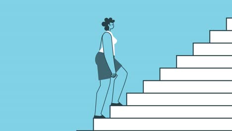 subir las escaleras. conceptos de éxito y crecimiento profesional. diseño plano mujer personaje de dibujos animados ciclo aislado animación 2d