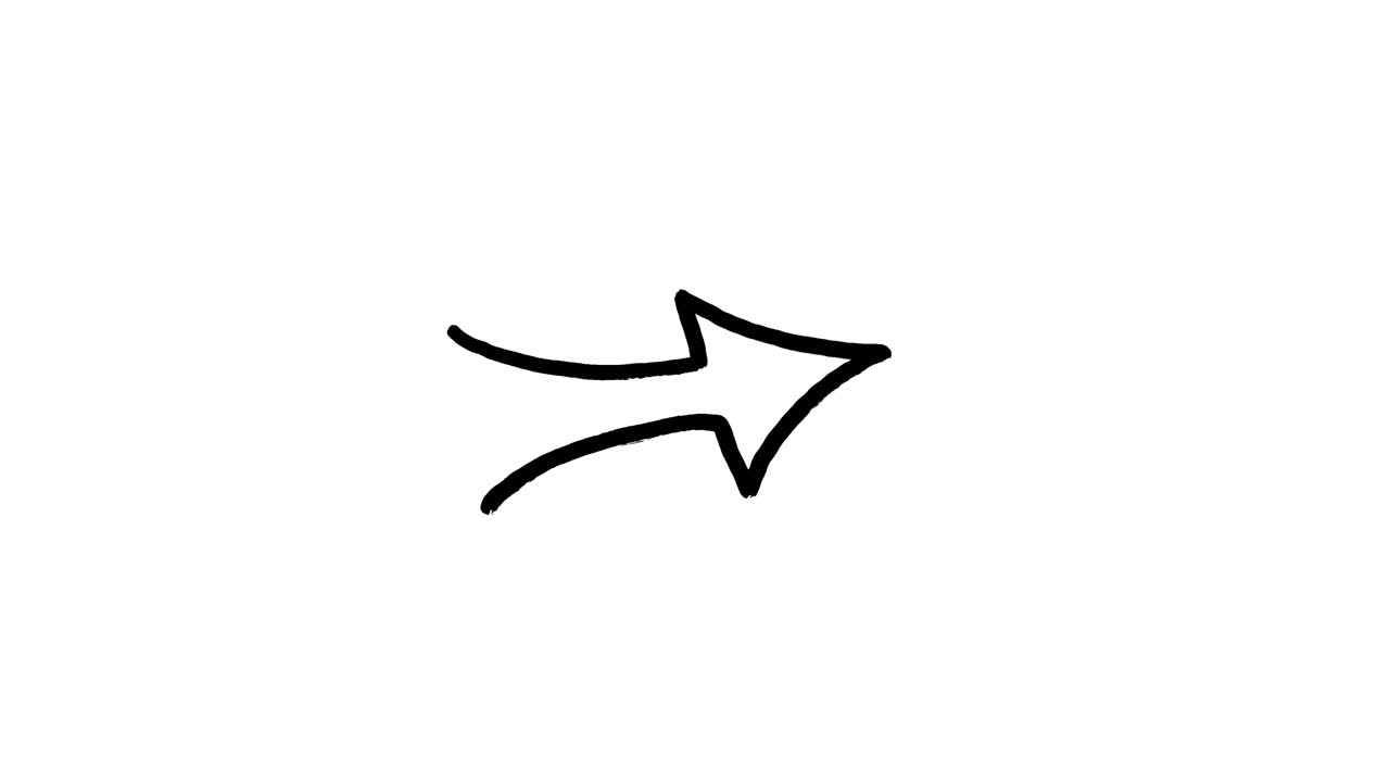 Hand-Drawn Black Arrow Pointing Right on White Background
