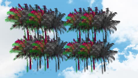 colorful and monochrome static shaped as palm trees 4k