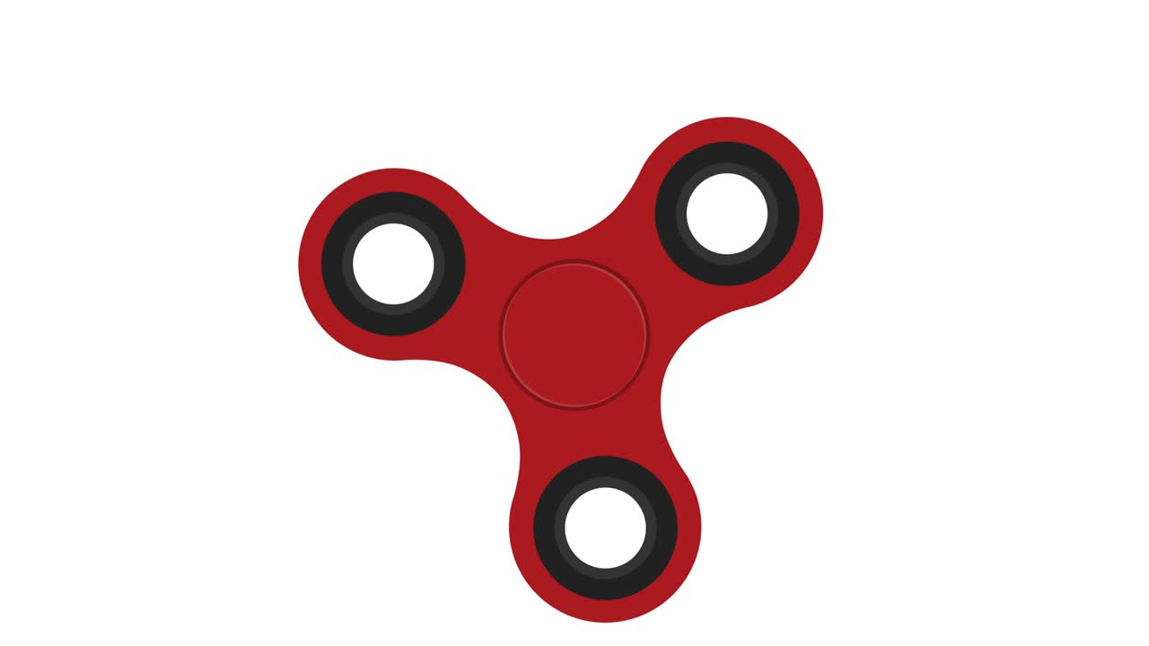Red hand spinner spins on a white background. A toy for concentration. Motion graphics.