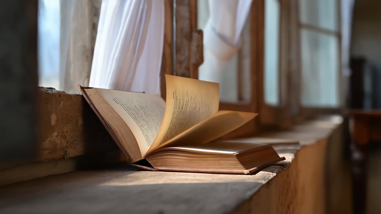 Open Book on a Window Sill