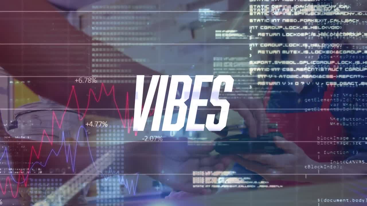 animación de vibraciones texto sobre procesamiento de datos y hombre afroamericano pagando con teléfono inteligente