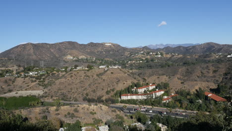 hollywood sign in los angeles california usa with traffic shot in 4k high resolution