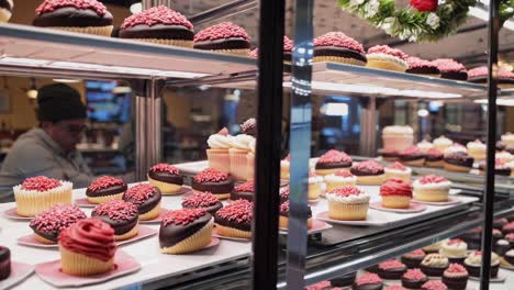 cupcake display at a festive cafe