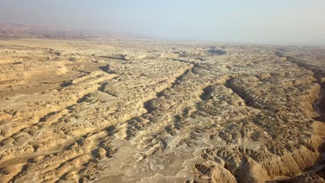 aerial view over wadi amatzia soft sedimentary rock, arava valley