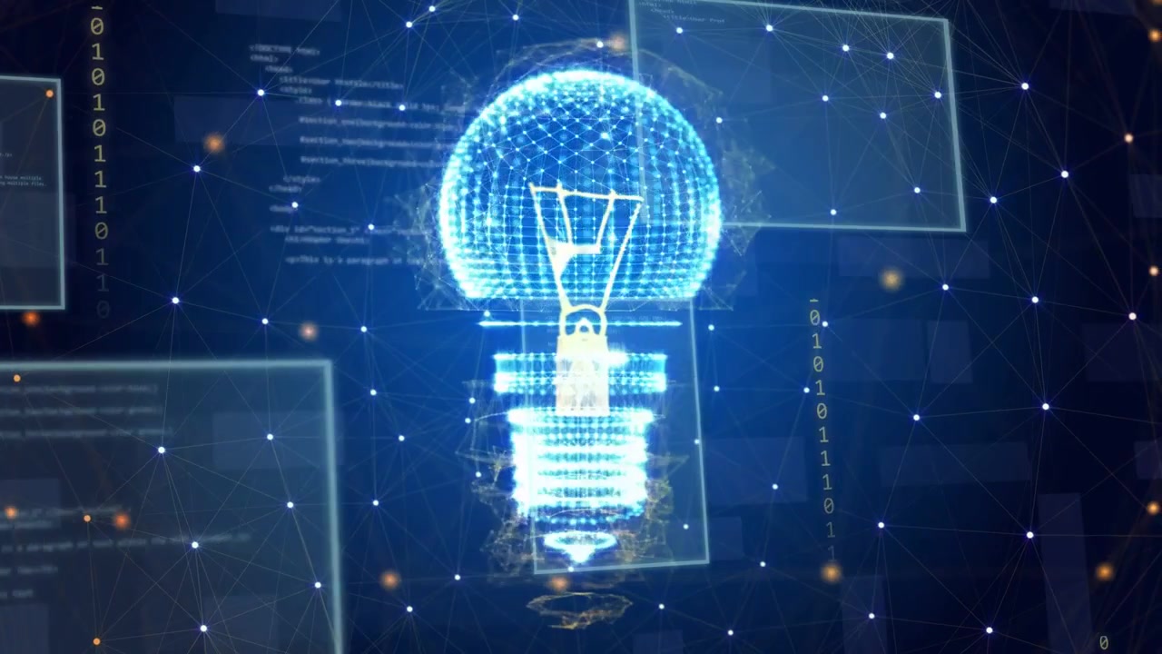 Startup pulse activating holo bulb while wireframe forming and base rings rotating, showing concept