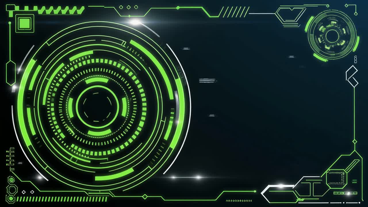 Animated Futuristic Digital Interface with Green HUD Elements