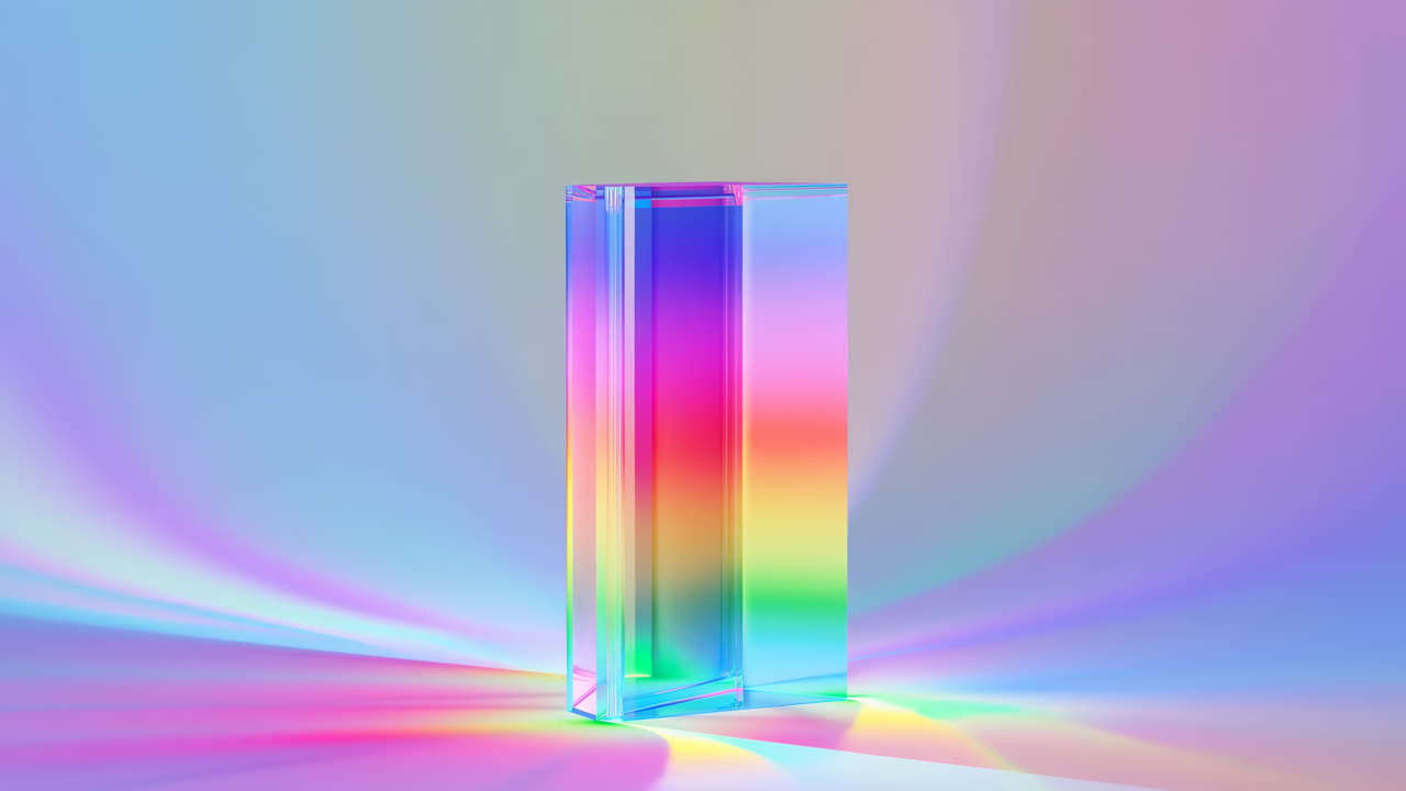 Vibrant Glass Prism Reflecting Rainbow Light On Soft Pastel Backdrop, Studiolit Minimalist Display