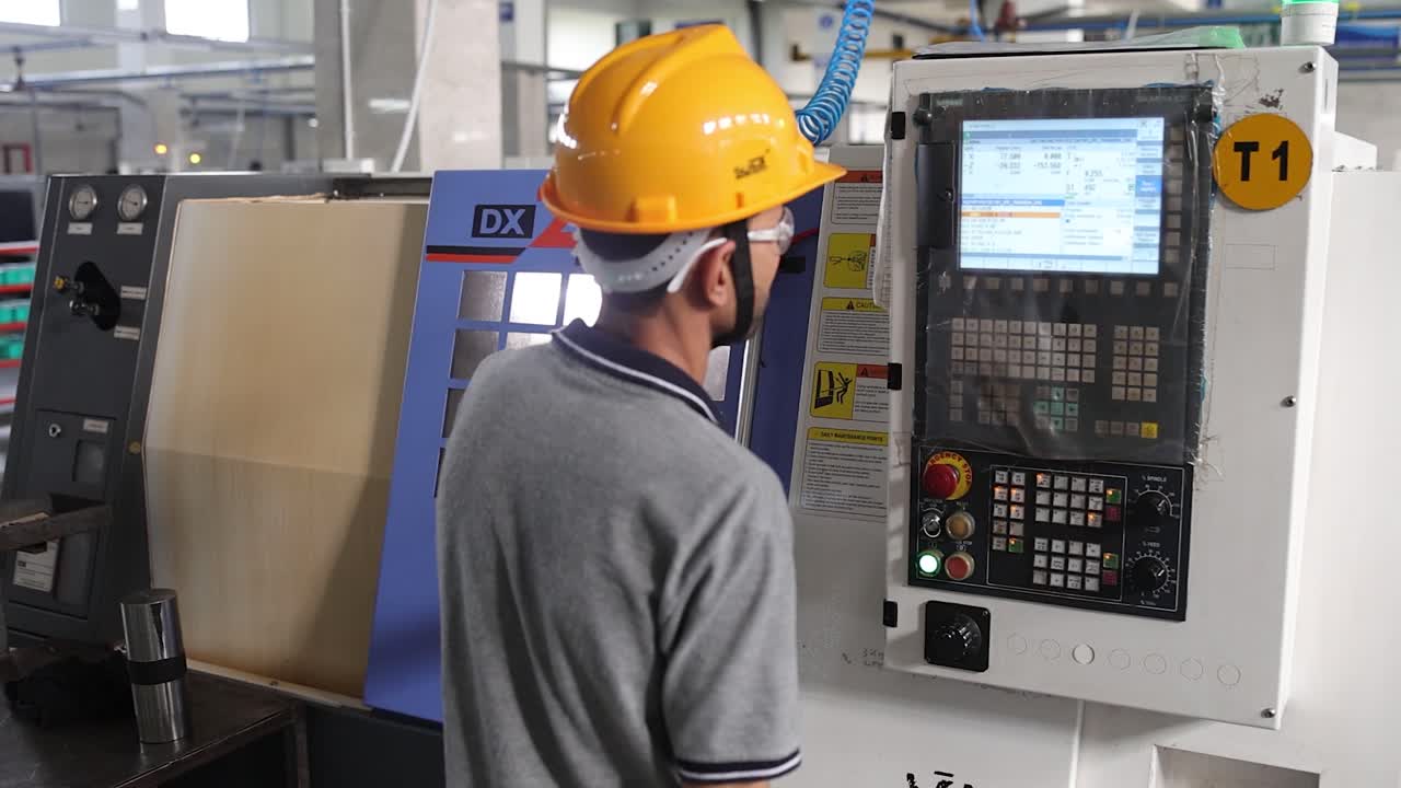 CNC Lathe Machine in a Factory Setting
