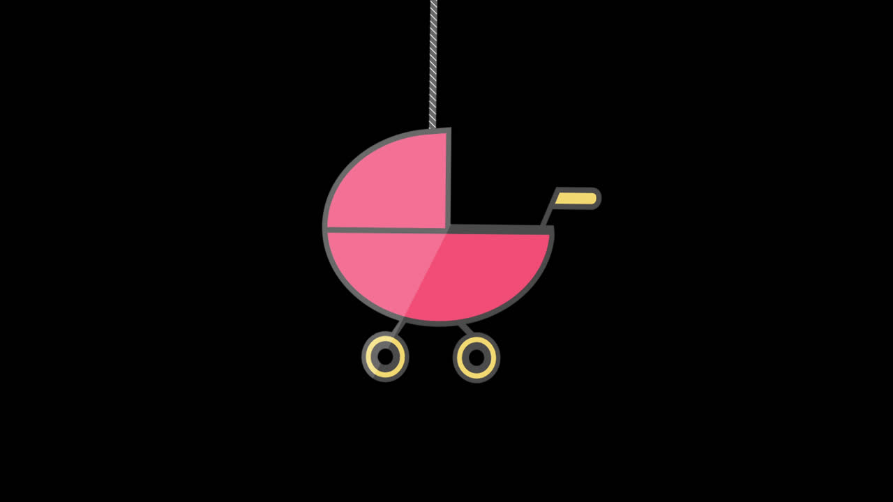 Digital animation of baby pram hanging 4k | Premium Stock Video Footage