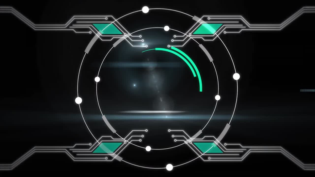 검은 바탕에 있는 데이터 로딩 링의 애니메이션