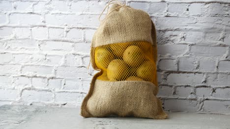 potatoes in burlap bag