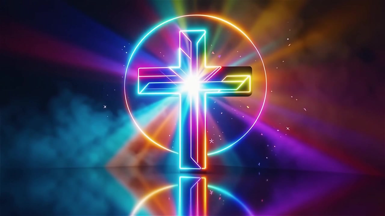 Croce Cristiana Luce Celestiale Sfondo per il Culto.