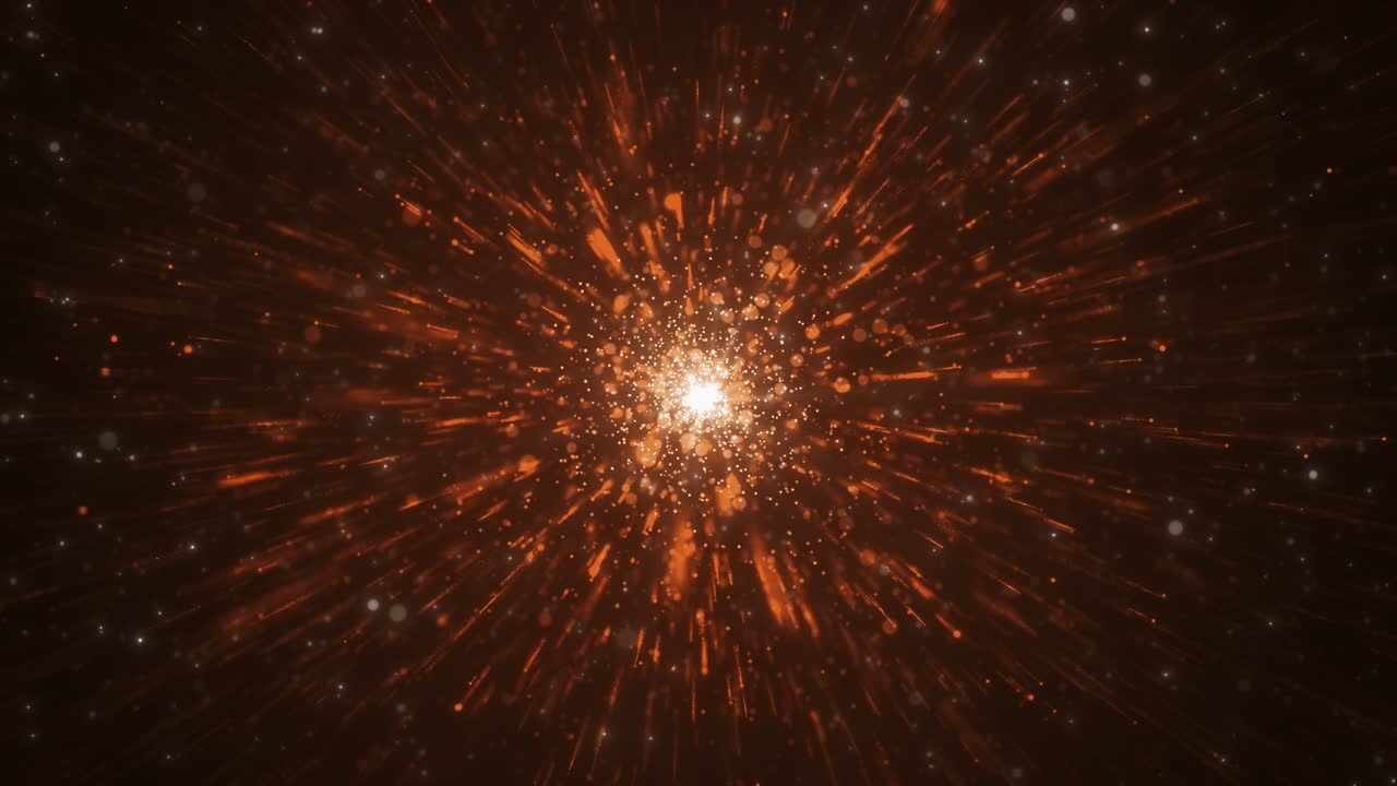 Dynamic burst particles from center vibrant glowing explosion fiery light streaks radiant flares