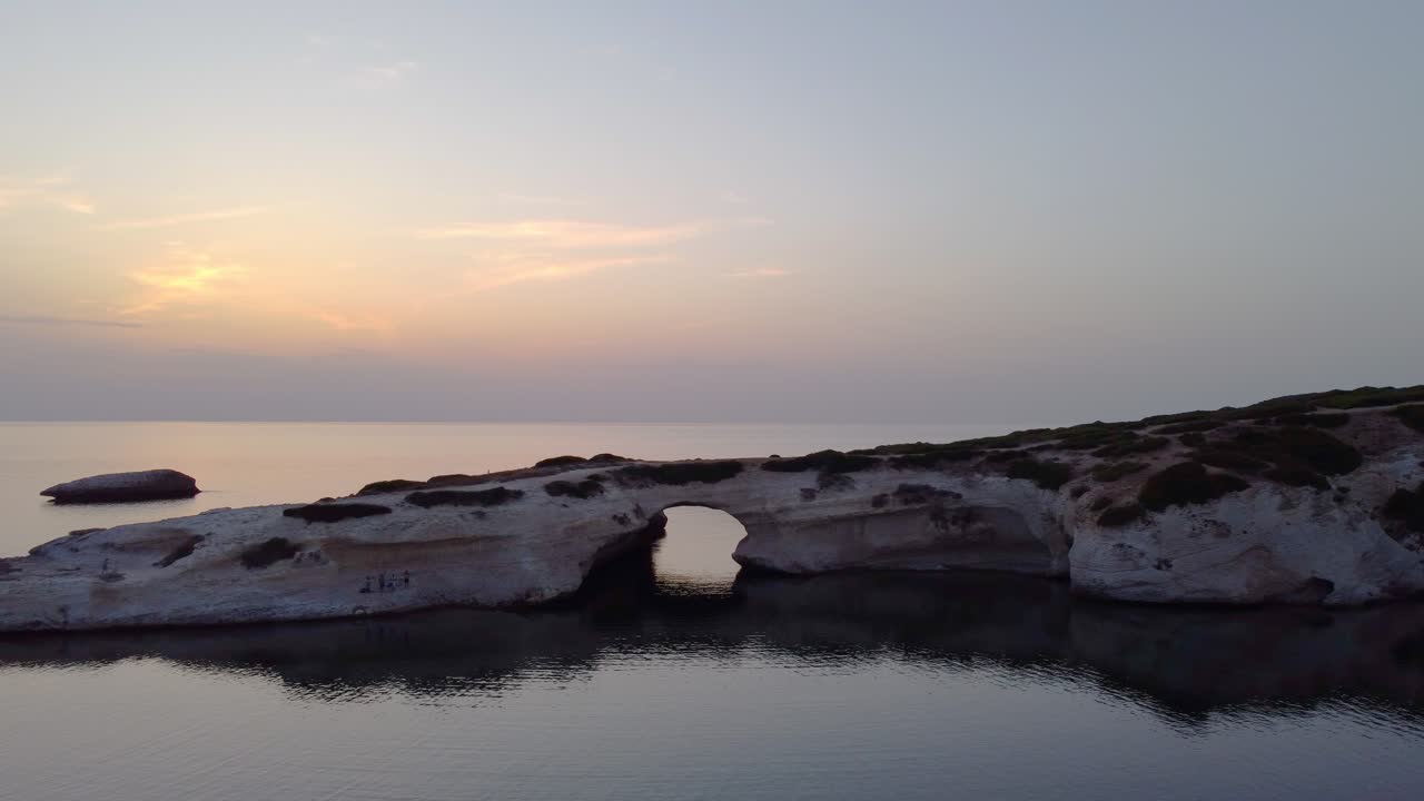 S'Archittu Natural Rock Formation arch cliff in Cuglieri, Sardinia, aerial