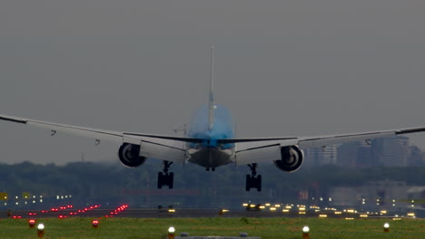 boeing 777 klm airplane landing at airport