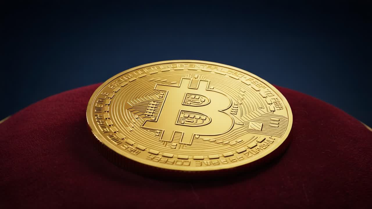 A Stunning Visual Representation of Cryptocurrency: A Close-Up of a Golden Bitcoin Coin Showcasing Its Intricate Design and Symbolism in the Digital Currency Revolution